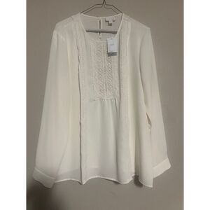 J. Jill Cream Blouse with Lace Detail